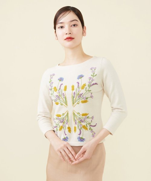 スプリングフラワー刺繍コットンプルオーバー 