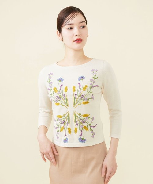 スプリングフラワー刺繍コットンプルオーバー 