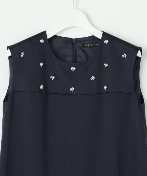 【APPLAUDIR】ノーブルサテン ビジューデザインドレス APPLAUDIR アプロディール ノーブルサテン