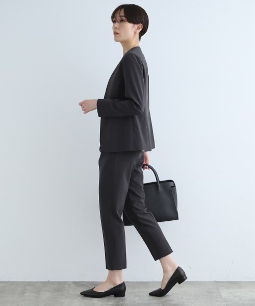 【定番スーツ/洗える/UVケア】ストレッチノーカラージャケット 