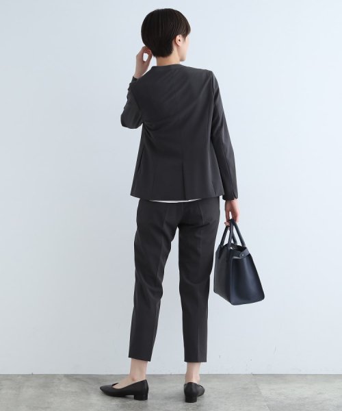 【定番スーツ/洗える/UVケア】ストレッチノーカラージャケット 