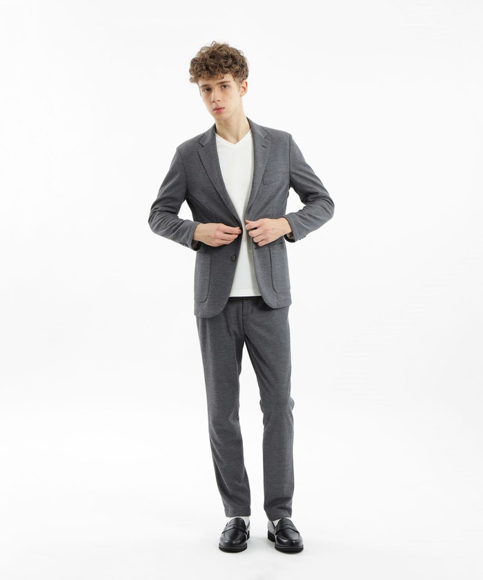 テーラードジャージー ジャケット 綿麻メランジジャージー(505778316