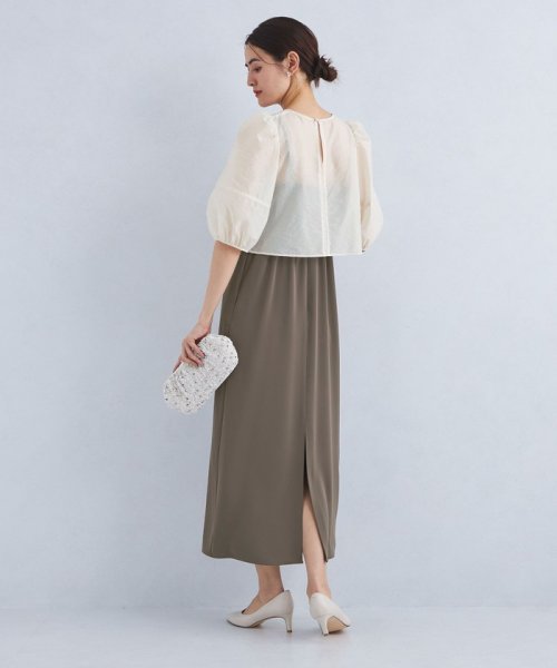 シアー フォルムスリーブ トップス × キャミソール ワンピース 