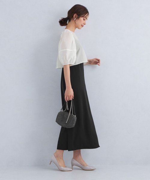 シアー フォルムスリーブ トップス × キャミソール ワンピース 