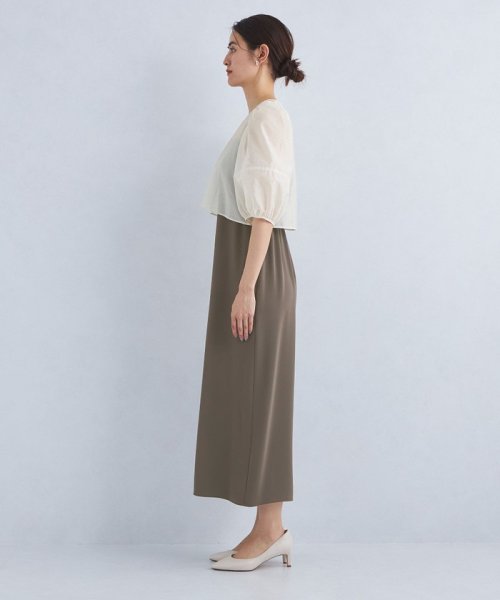 シアー フォルムスリーブ トップス × キャミソール ワンピース 