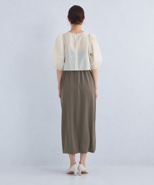 シアー フォルムスリーブ トップス × キャミソール ワンピース 