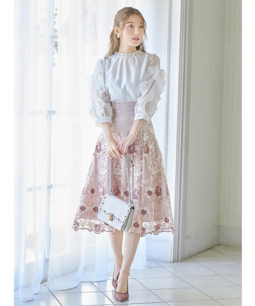 バックレースアップフラワー刺繍フレアスカート(505874034) | トッコ  