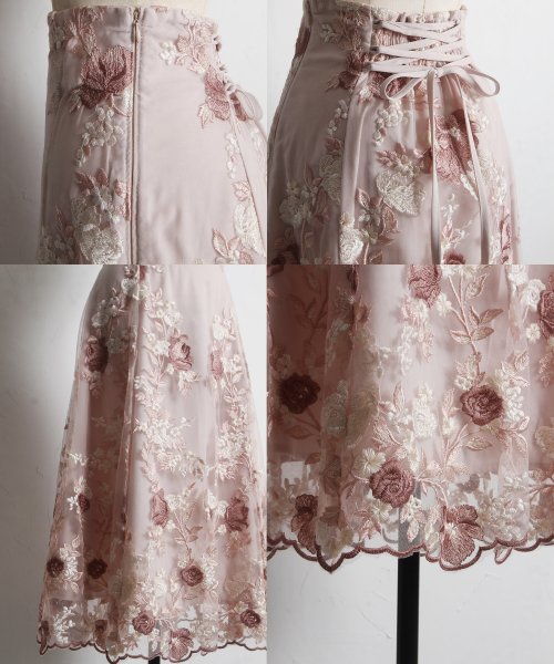 バックレースアップフラワー刺繍フレアスカート(505874034) | トッコ  