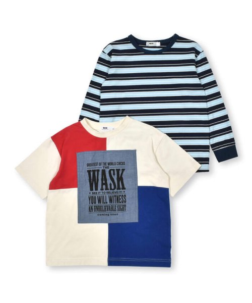 WASK(ワスク)/ダンガリーパッチTシャツ＋ボーダーロンTセット(100~160cm)/img06