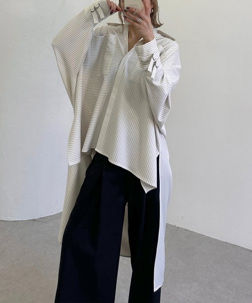 MIELI INVARIANT(ミエリ インヴァリアント)/Pinst Asymmetry Box Shirt/img13