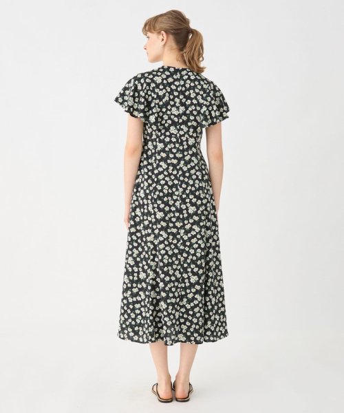 スピアワートプリント フレアスリーブワンピース 