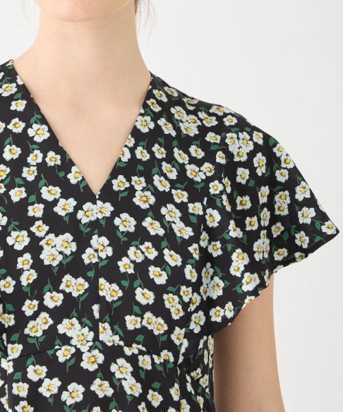 スピアワートプリント フレアスリーブワンピース 