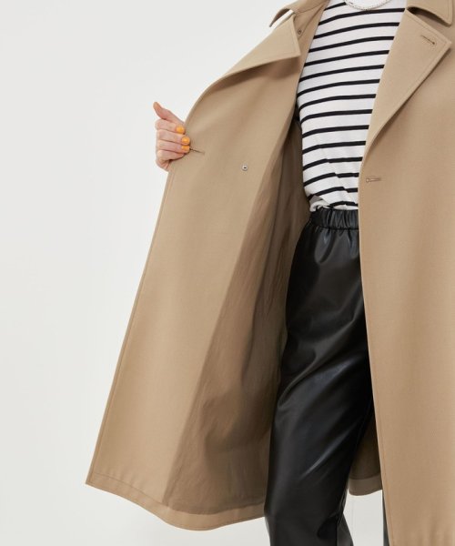 コットンウールギャバジン ロングマリンコート 