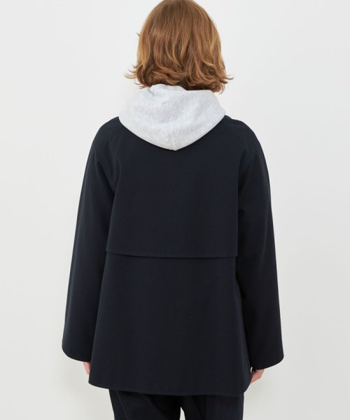 コットンウールギャバジン カラーレスショートコート 