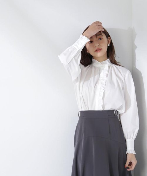 NATURAL BEAUTY BASIC(ナチュラルビューティーベーシック)/ハイネックフリルブラウス　24SS/img07