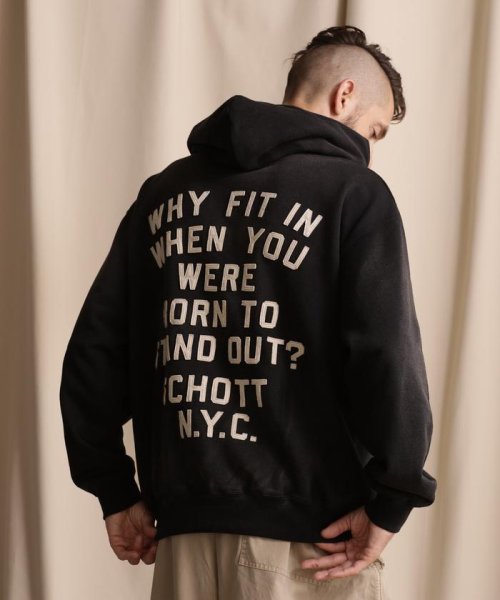 Schott(ショット)/WEB LIMITED/HOODED SWEAT LETTERING SCHOTT/レタリング ショット パーカー/img01