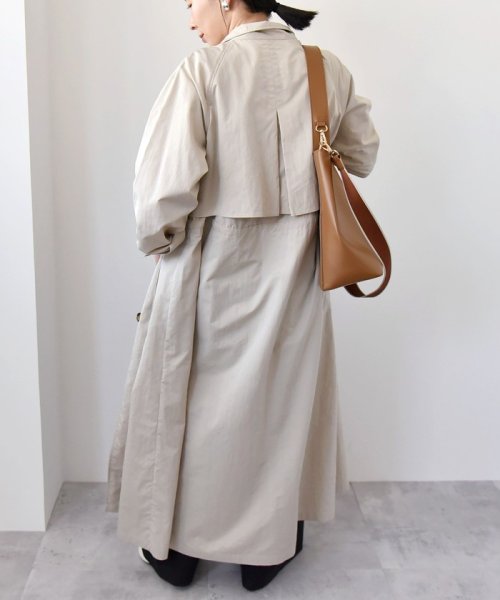 quaranciel:〈手洗い可能〉スタンドカラー ウエストドロー ロング コート quaranciel ONE