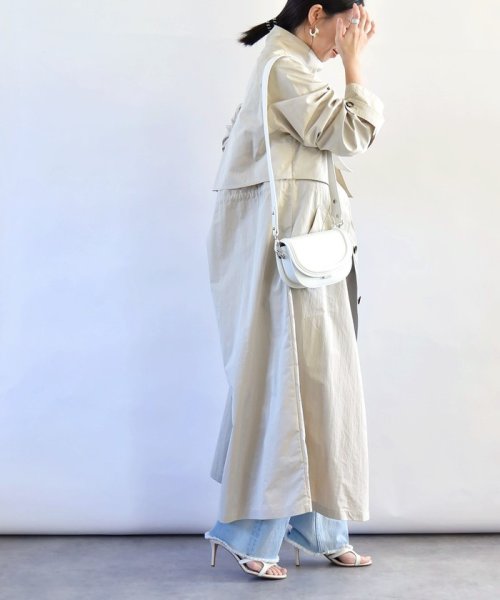 quaranciel:〈手洗い可能〉スタンドカラー ウエストドロー ロング コート quaranciel ONE