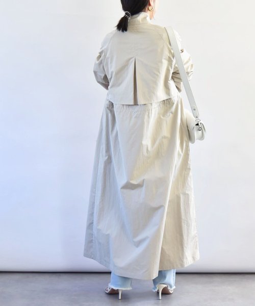 quaranciel:〈手洗い可能〉スタンドカラー ウエストドロー ロング コート quaranciel ONE