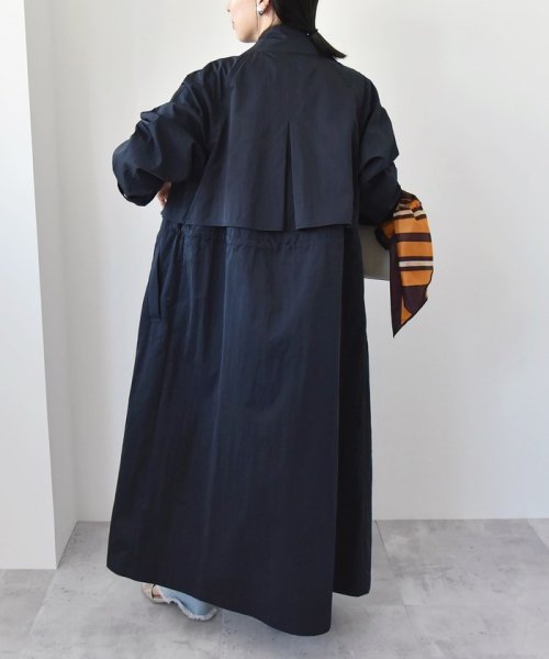 quaranciel:〈手洗い可能〉スタンドカラー ウエストドロー ロング コート quaranciel ONE