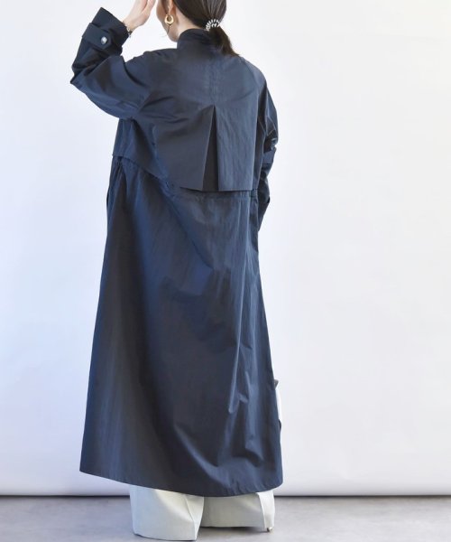 quaranciel:〈手洗い可能〉スタンドカラー ウエストドロー ロング コート quaranciel ONE