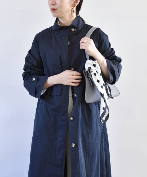 quaranciel:〈手洗い可能〉スタンドカラー ウエストドロー ロング コート quaranciel ONE