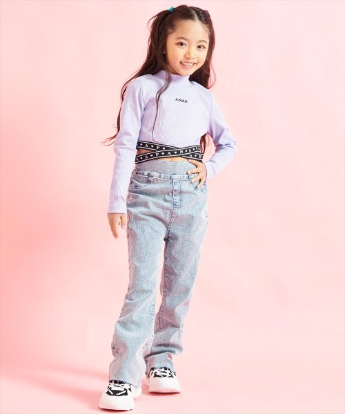 ANAP KIDS(アナップキッズ)/ウエストロゴ リブ プチ ハイネック テレコ トップス/img11