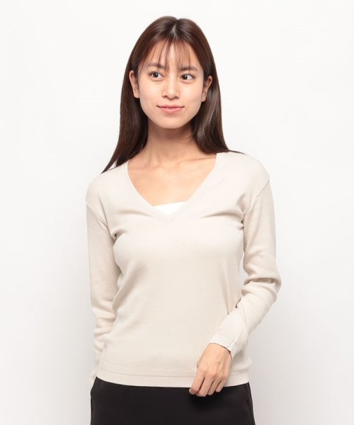 BENETTON (women)(ベネトン（レディース）)/コットン100％無地Vネック長袖ニットセーター/img41