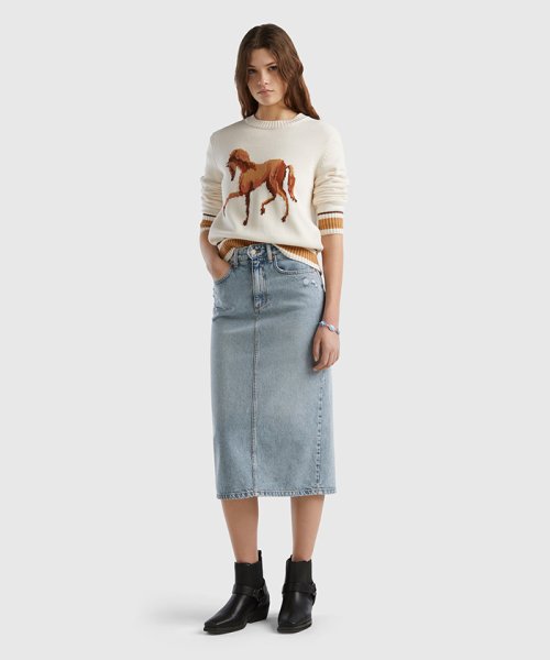 コットン100％クルーネック馬柄長袖ニットセーター 人気・おすすめ｜使いやすい・旅行におすすめ 品質保証 全国発送 正規品・日本国内発送・安心保証付き