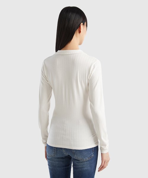 BENETTON (women)(ベネトン（レディース）)/襟付きVネックリブ長袖Tシャツ・カットソー/img10