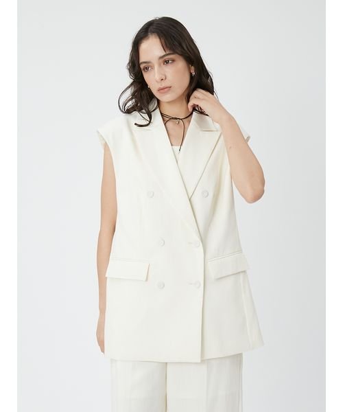 ピークドラペルスリーブレスダブルジャケット 予めご了承ください