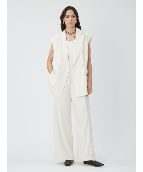 ピークドラペルスリーブレスダブルジャケット 予めご了承ください