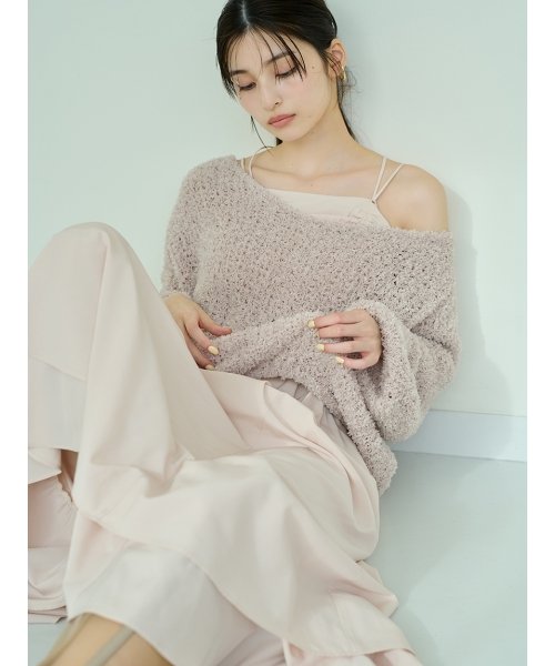 【WEB限定サイズあり】ペーパーヤーンプルオーバー×ギャザーキャミソールワンピース 総丈 バスト ウエスト 予めご了承ください