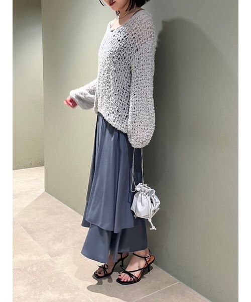 【WEB限定サイズあり】ペーパーヤーンプルオーバー×ギャザーキャミソールワンピース 総丈 バスト ウエスト 予めご了承ください