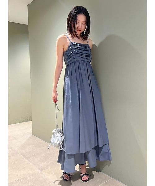 【WEB限定サイズあり】ペーパーヤーンプルオーバー×ギャザーキャミソールワンピース 総丈 バスト ウエスト 予めご了承ください