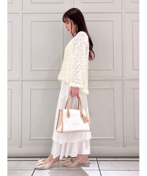 【WEB限定サイズあり】ペーパーヤーンプルオーバー×ギャザーキャミソールワンピース 総丈 バスト ウエスト 予めご了承ください