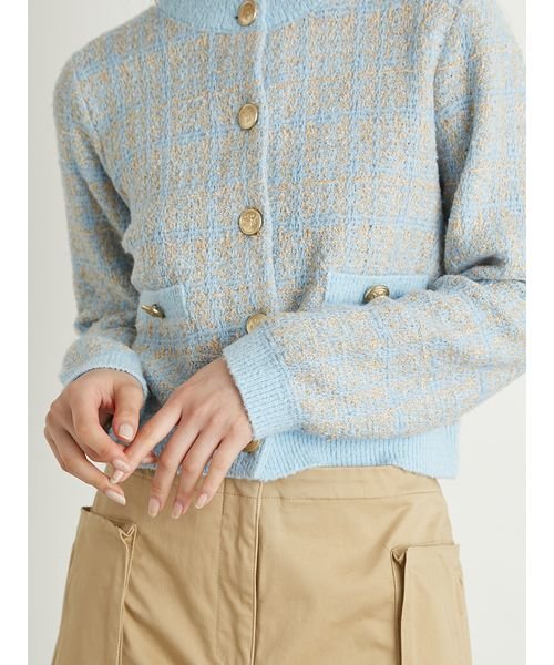 ツイードニットカーディガン 予めご了承ください