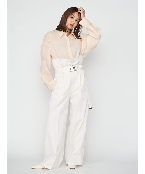 【00サイズあり】ベルト付きハイウエストワイドパンツ 予めご了承ください