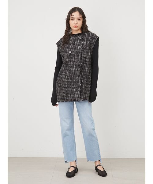 フリンジコクーンツイードＷベスト 予めご了承ください