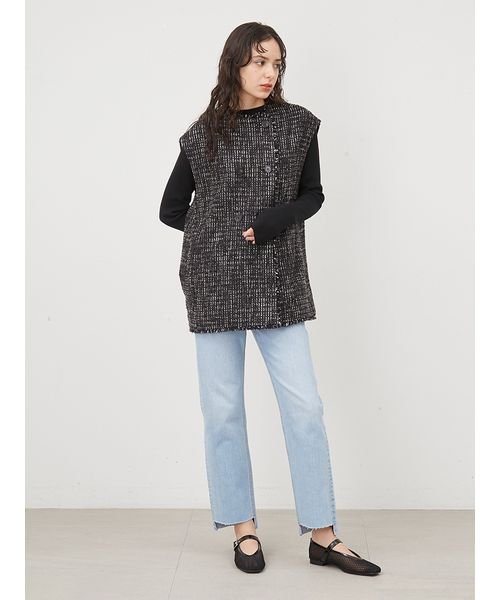 フリンジコクーンツイードＷベスト 予めご了承ください