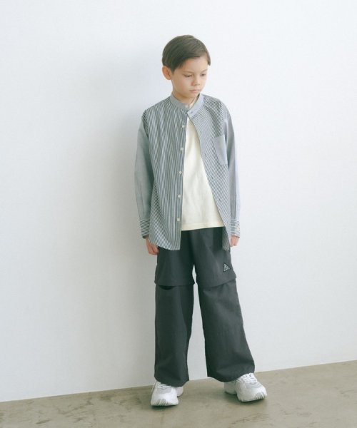 green label relaxing （Kids）(グリーンレーベルリラクシング（キッズ）)/TJ ストライプ×ソリッド スタンド シャツ 140cm－160cm/img01