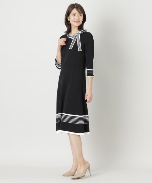 TO BE CHIC(L SIZE)(トゥービーシック Lサイズ)/【L】レーヨンナイロン ボーダーワンピース/img01