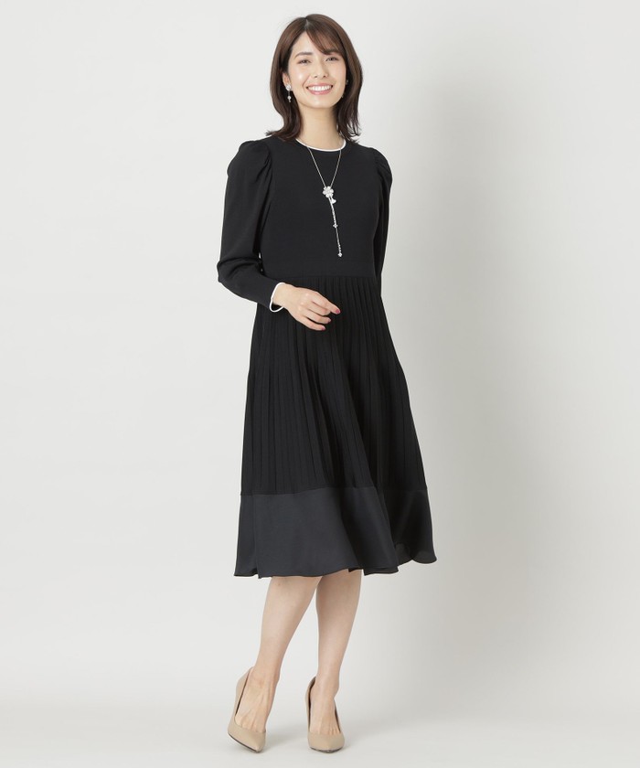 L】レーヨンナイロンコンビ ニットワンピース(505894458)｜阪急百貨店