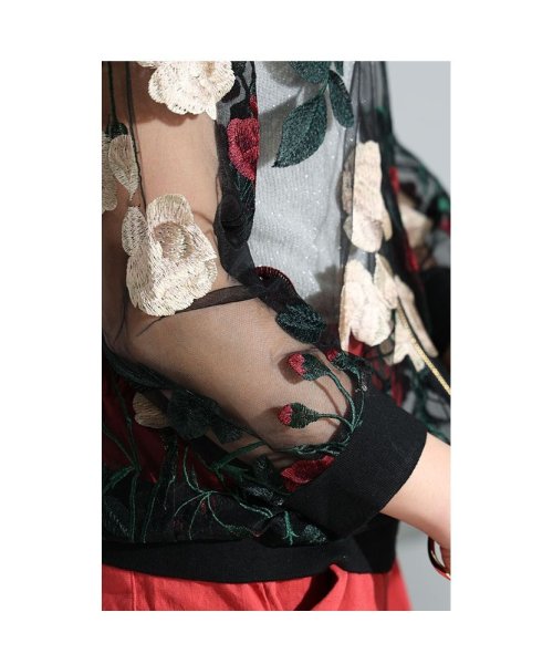 Sawa a la mode(サワアラモード)/レディース 大人 上品 繊細ディテールに惹き込まれる薔薇刺繍シアーブルゾン/img09