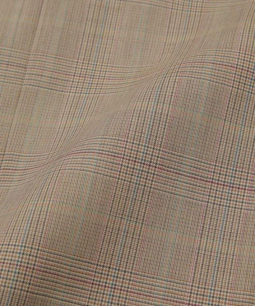 LB.01/ウールチェックダブルブレスト6Bブレザージャケット LB 高い釦位置 低いゴージライン タテ糸とヨコ糸を異番手にすることで