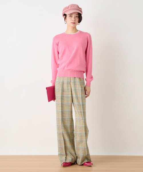 洗える 衿ぐり配色ニット 