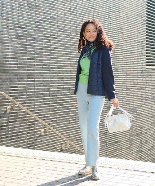 洗える 衿ぐり配色ニット 