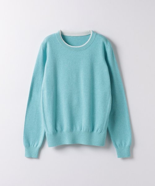 洗える 衿ぐり配色ニット 