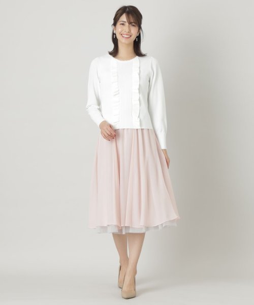 TO BE CHIC(L SIZE)(トゥービーシック Lサイズ)/【L】レーヨンナイロンフリル プルオーバーニット/img01