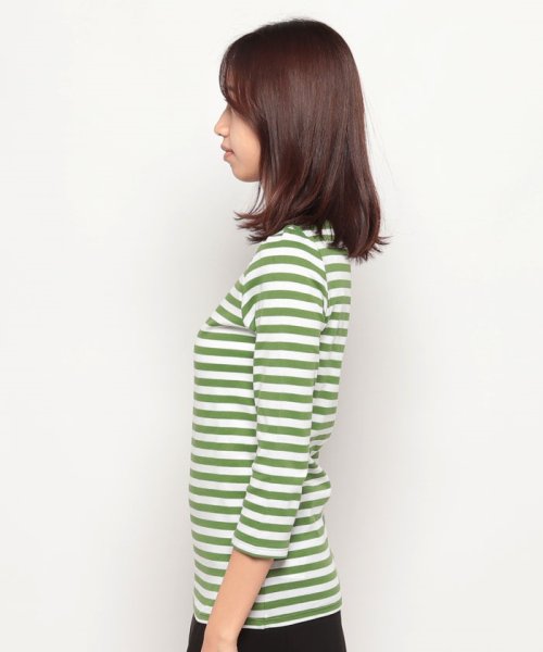 BENETTON (women)(ベネトン（レディース）)/ブランドロゴ刺繍入り先染めボートネック7分袖ボーダーTシャツ・カットソー/img05